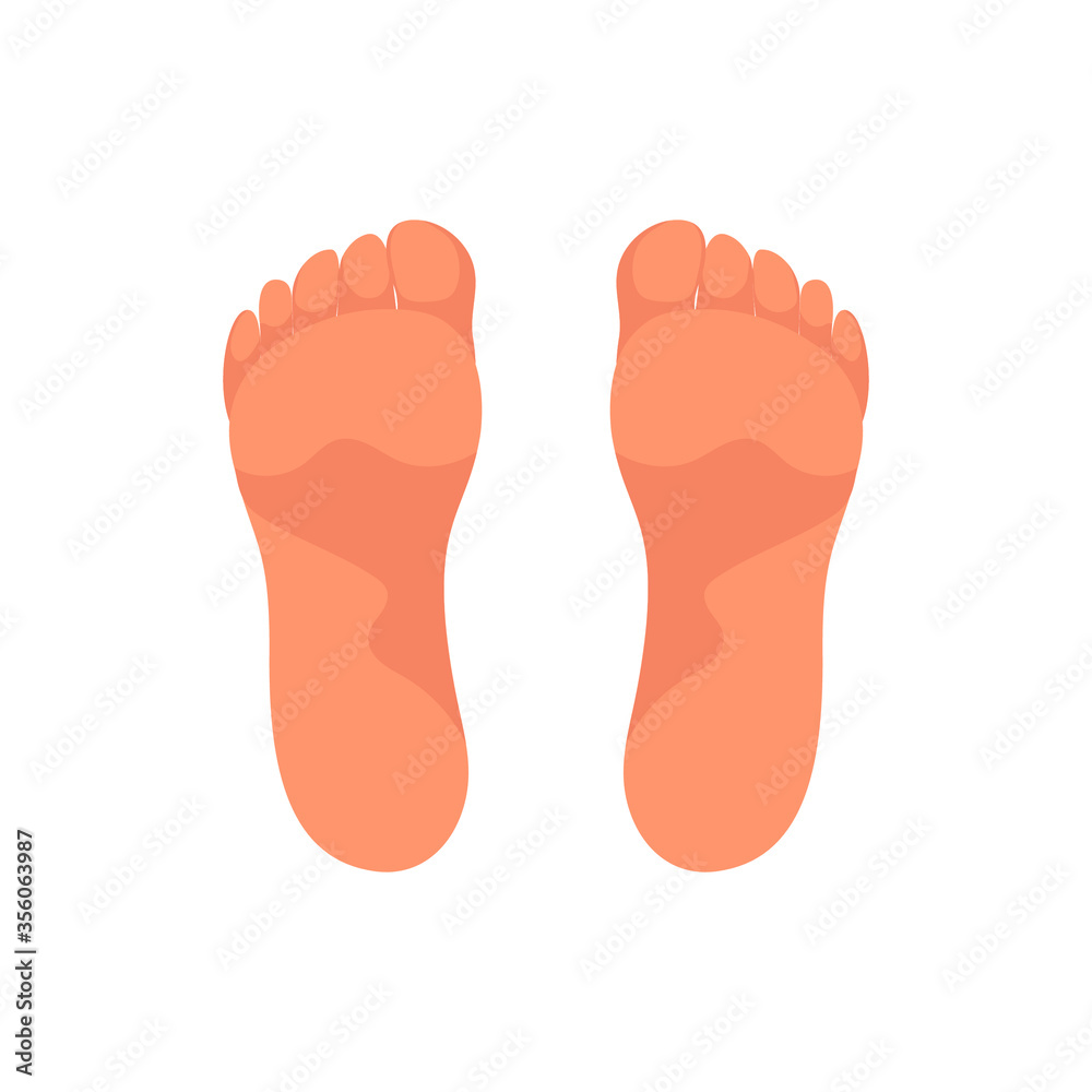 Two feet isolated on a white background. Vector illustration, flat cartoon, eps 10. Two feet isolated on a white background. Vector illustration, flat cartoon, eps 10.