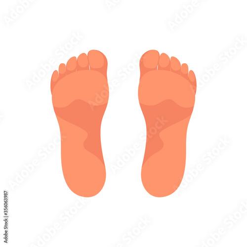 Two feet isolated on a white background. Vector illustration, flat cartoon, eps 10. 