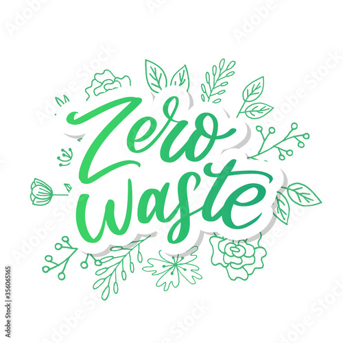 Zero waste conception Green Eco Ecology lettering text vector