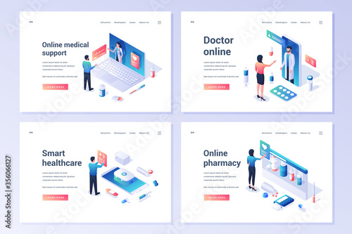 Set of contemporary banners for online medical services