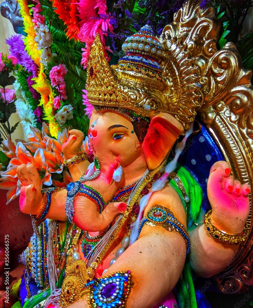 A lord Ganesha statue for ganesh chaturthi festivity