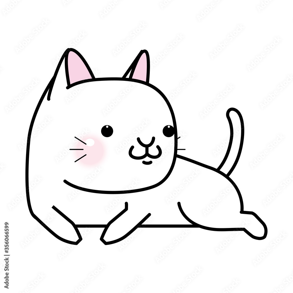 Funny and cute cartoon cat. Vector Illustration Funny and cute cartoon cat. Vector Illustration