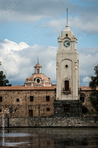 old clock tower built in 1938 located in the center of Alta Gracia houses the local tourist office. Alta Gracia, Argentina