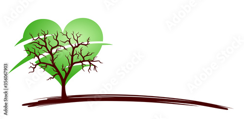 A tree symbol with a green heart.