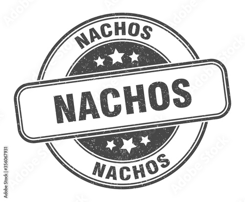 nachos stamp. nachos round grunge sign. label