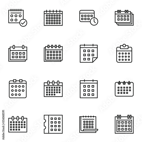 Calendar, date and schedule icon set. Simple calendar and reminder outline icon sign concept. vector illustration. 
