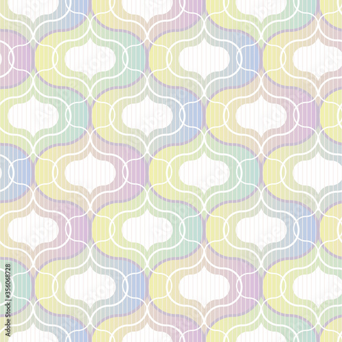 Abstract geometric seamless vector pattern with mosaic shapes in rainbow ombre gradients. Decorative light surface print design for backgrounds, textures, stationery, wrapping paper, and packaging,