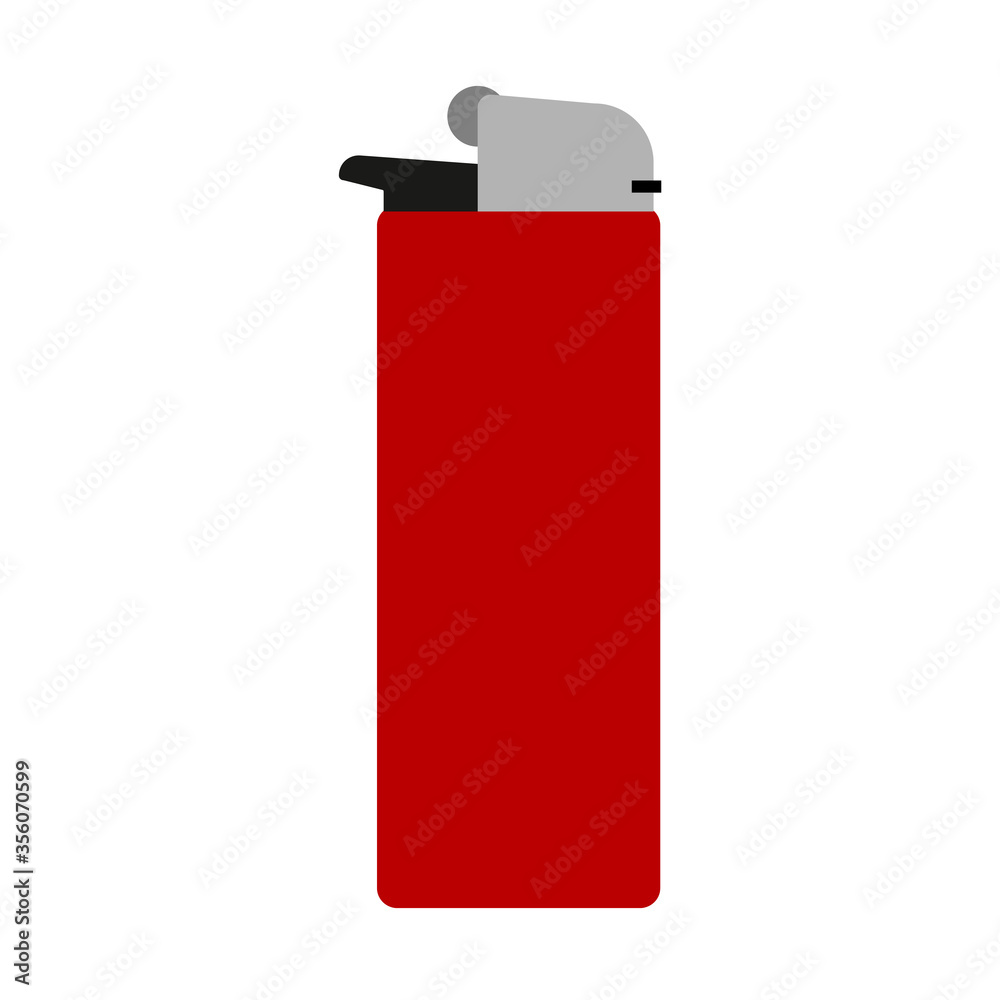 Red lighter on a white background in a simple style. Red lighter on a white background in a simple style.