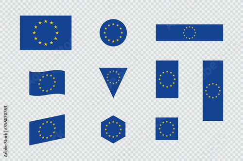 EU European Union Flag Flat Icon Shapes Vector Set