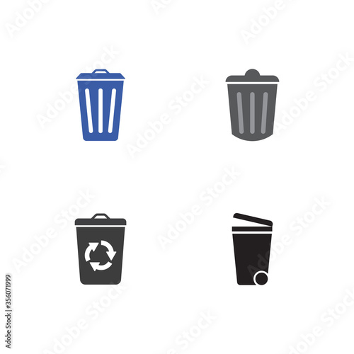 Set of trash can icon vector design template
