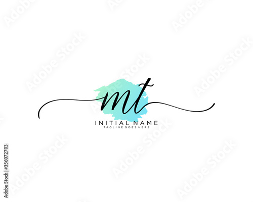 MT Initial handwriting logo vector