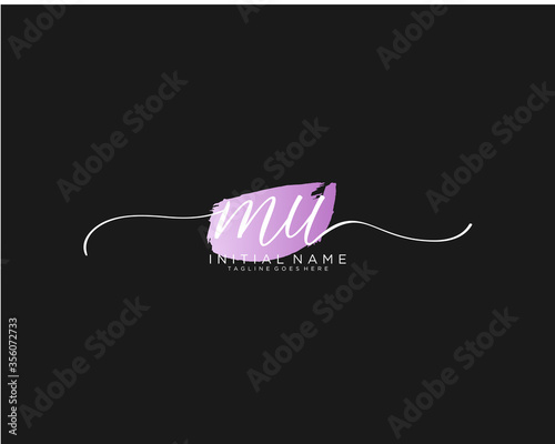 MU Initial handwriting logo vector