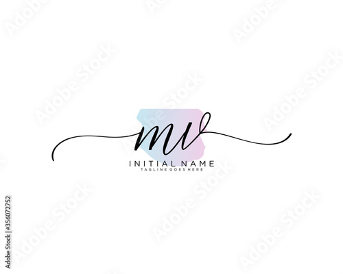 MV Initial handwriting logo vector