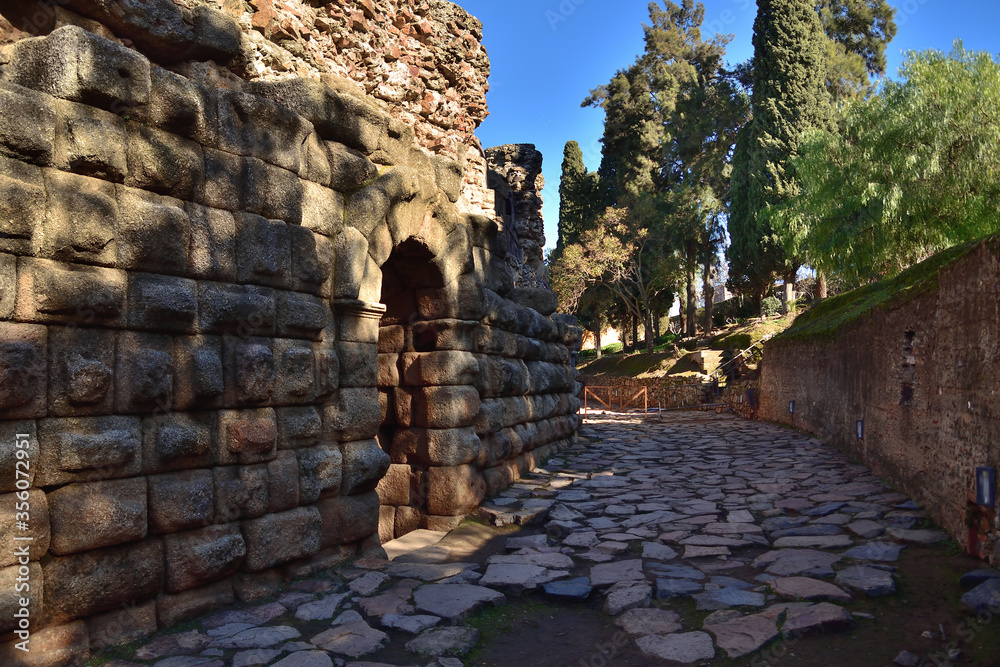 Merida in Spain. Roman Amphitheatre. Outside door