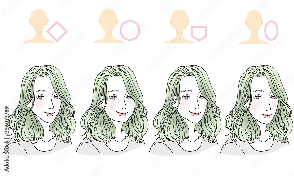 顔型別ヘアスタイルイラスト 顔型別ヘアスタイルイラスト