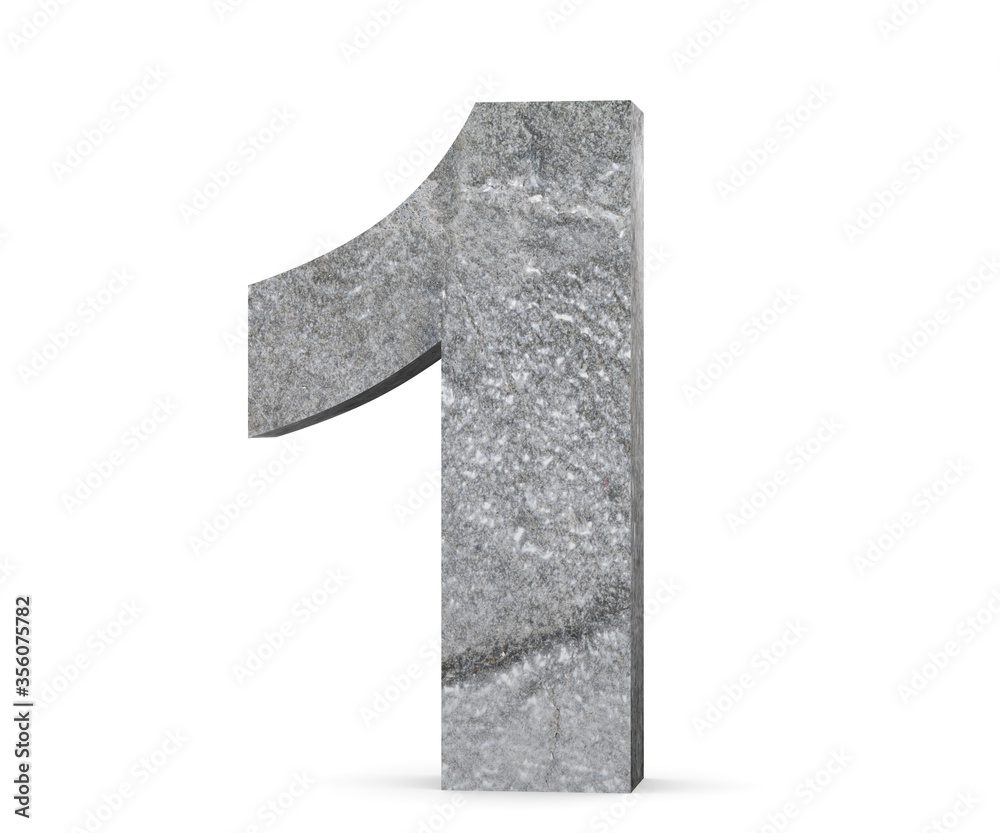 Poster 3D rendering concrete number 1 one. 3D render Illustration ...