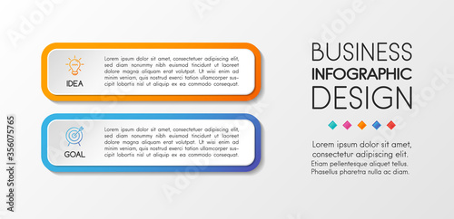 Business infographic design with 2 steps. Vertical diagram. Vector