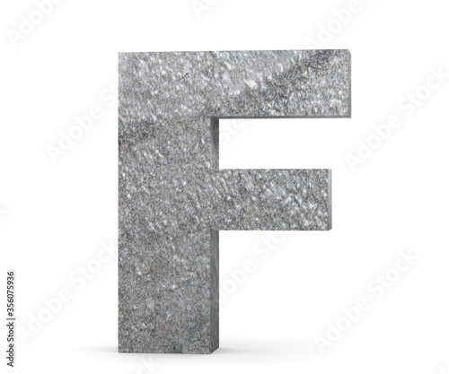 Concrete Capital Letter - F isolated on white background. 3D render Illustration