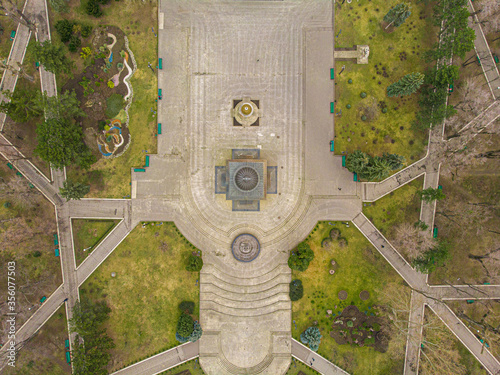 Obraz na płótnie Aerial view of Chisinau metropolitan central park, from drone. Moldova 2020 w salonie
