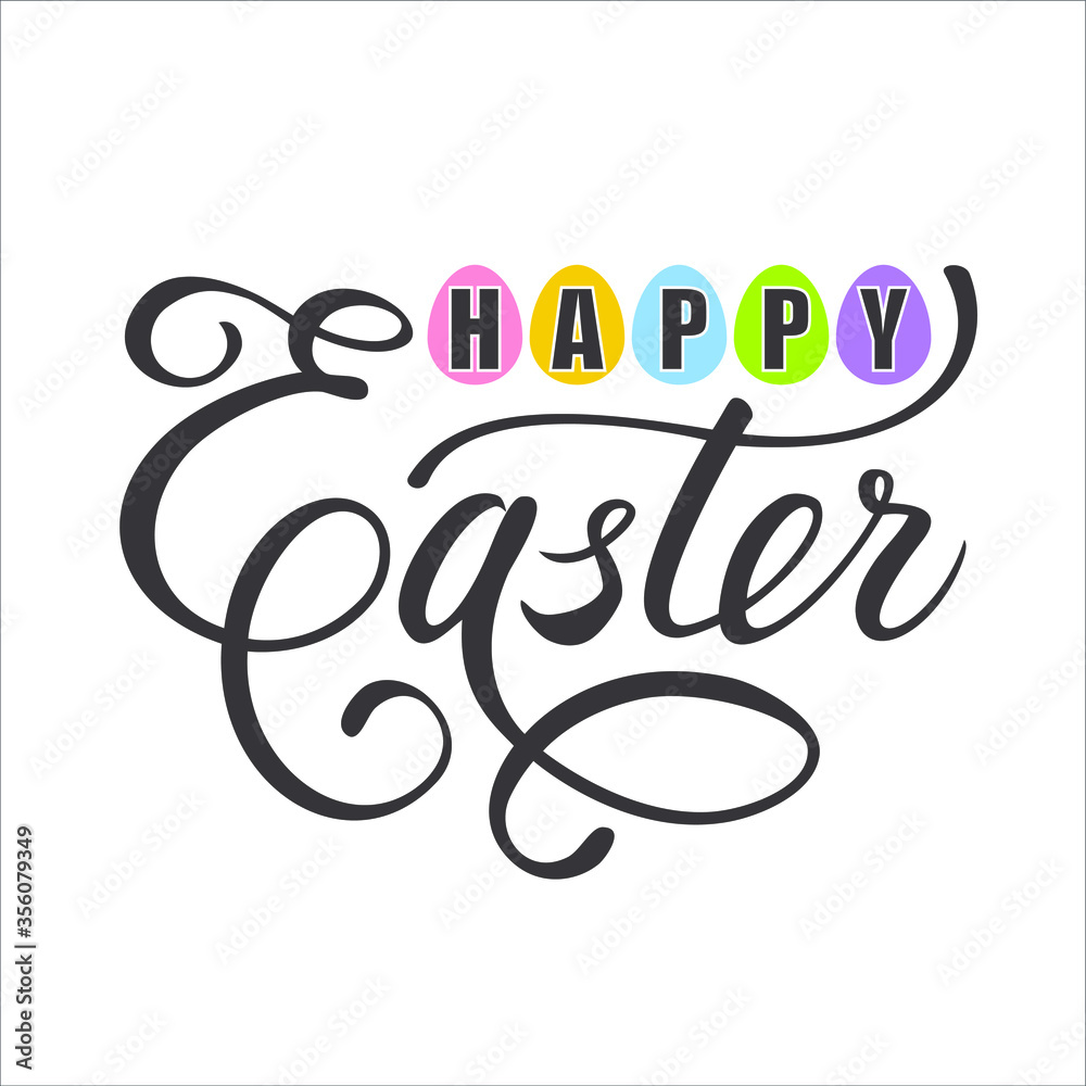 Vector Happy Easter black typographic calligraphic hand lettering with scribble egg frame isolated on white background. Retro holiday greetings easter badge. Religious holiday sign. Pascha logotype. Vector Happy Easter black typographic calligraphic hand lettering with scribble egg frame isolated on white background. Retro holiday greetings easter badge. Religious holiday sign. Pascha logotype.