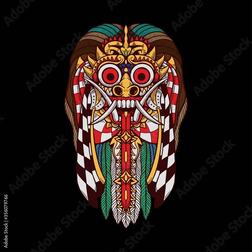 rangda barong bali indonesia tshirt design illustration