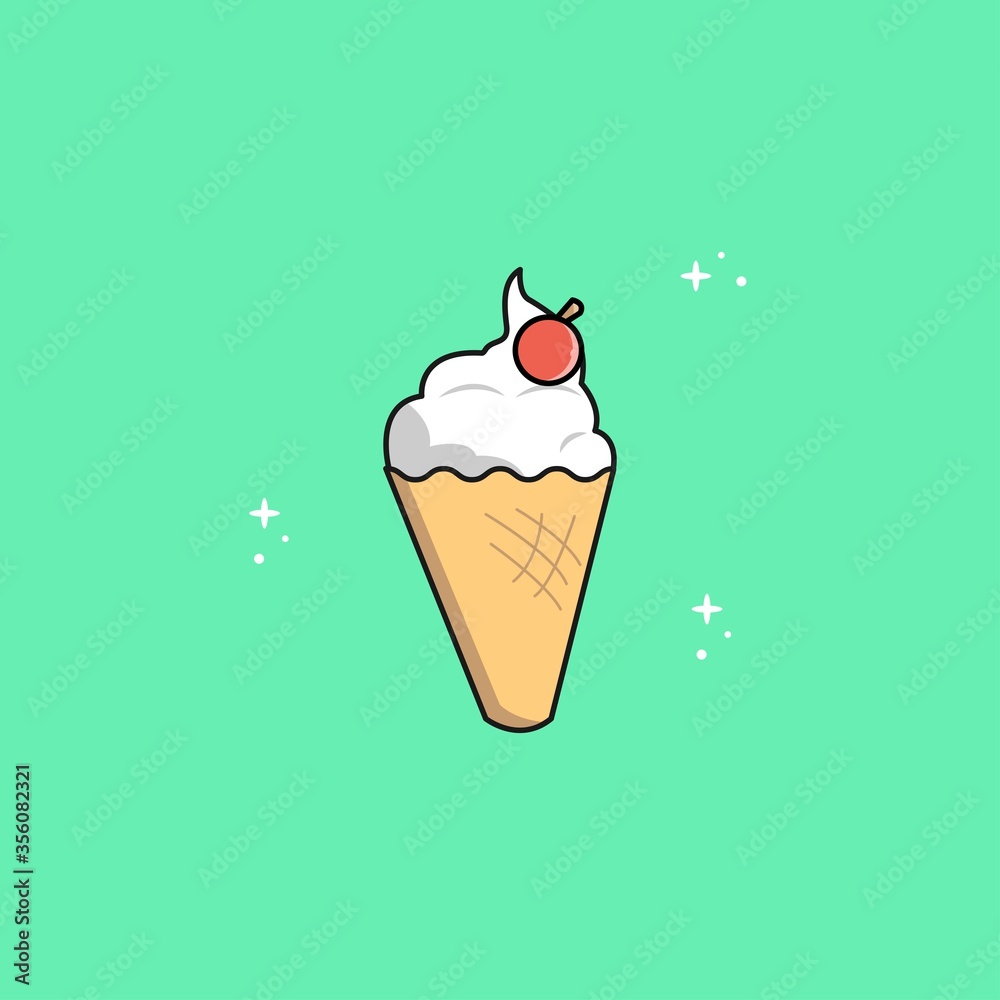 vector illustration of a ice cream with topping of cherries is perfect for banner, poster, sticker,etc. vector illustration of a ice cream with topping of cherries is perfect for banner, poster, sticker,etc.
