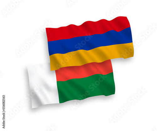 Flags of Armenia and Madagascar on a white background