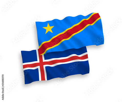 Wallpaper Mural Flags of Iceland and Democratic Republic of the Congo on a white background Torontodigital.ca