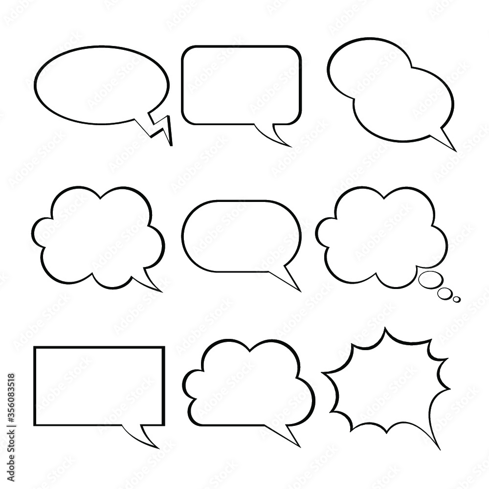 Blank empty white speech bubbles paper collection set isolated on grey background. Vector illustration Blank empty white speech bubbles paper collection set isolated on grey background. Vector illustration