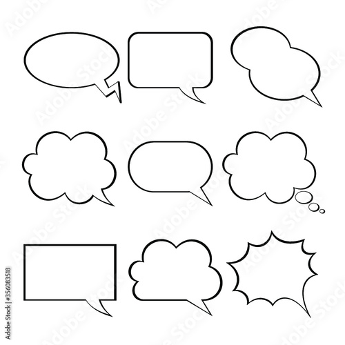 Blank empty white speech bubbles paper collection set isolated on grey background. Vector illustration 