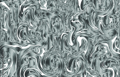 Luxury Silver seamless pattern. Liquid marble swirl texture. Abstract background. Marbling technique fluid dye design for fabric, tile, interior, postcard, banner, cover, wallpaper, website, Vector.