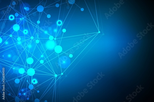 Structure molecule and communication. Dna, atom, neurons. Scientific concept for your design. Connected lines with dots. Medical, technology, chemistry, science background. Vector illustration.