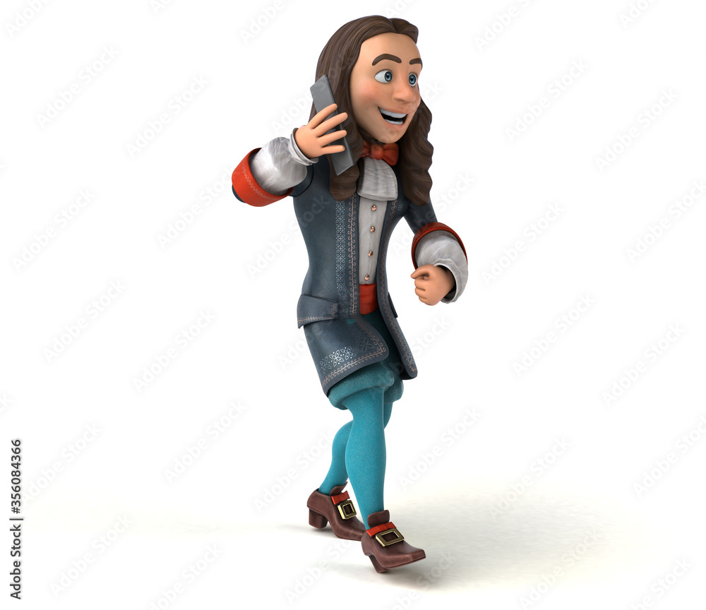 3D Illustration of a cartoon man in historical baroque costume 3D Illustration of a cartoon man in historical baroque costume