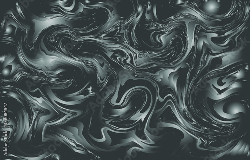 Luxury Silver seamless pattern. Liquid marble swirl texture. Abstract background. Marbling technique fluid dye design for fabric, tile, interior, postcard, banner, cover, wallpaper, website, Vector.