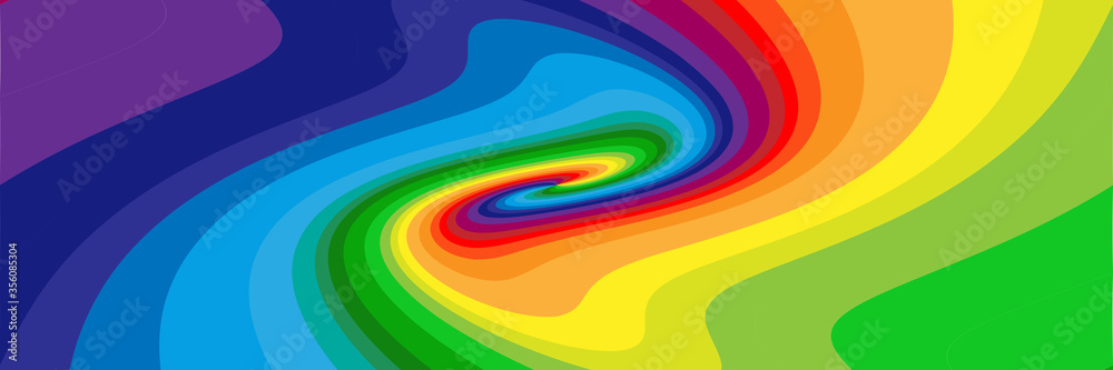 Background with soft, wavy rainbow colored spirals - obrazy, fototapety, plakaty 