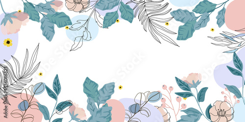 Luxury Floral  background vector, Green and pink flower Natural pattern design for wallpaper, packaging,  fabric, and wrapping background texture.