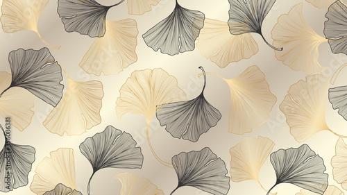 Luxury gold Ginkgo background design vector.