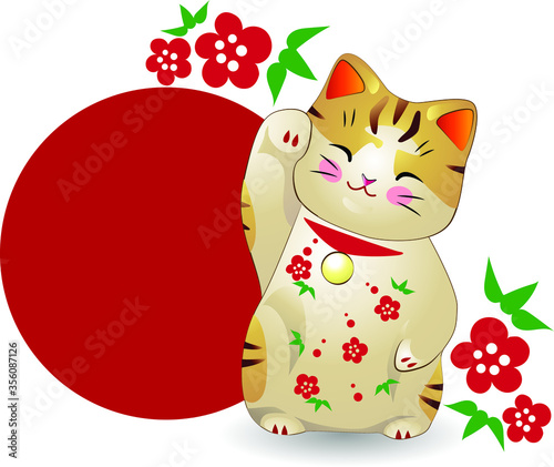 Realistic vector Maneki-neko, lucky japan cat