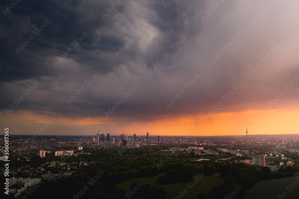 Dark clouds over German and European finance city Frankfurt