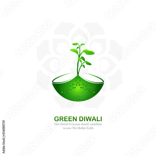 Abstract Green Diwali festival diya