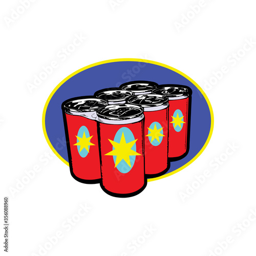 Set of soft drinks in aluminum cans. Splash soda. Vector, illustration isolated on white background.