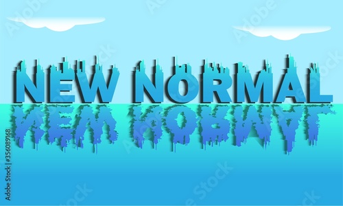New Normal Replection City Text After Coronavirus Concept, Vector Illustration  photo