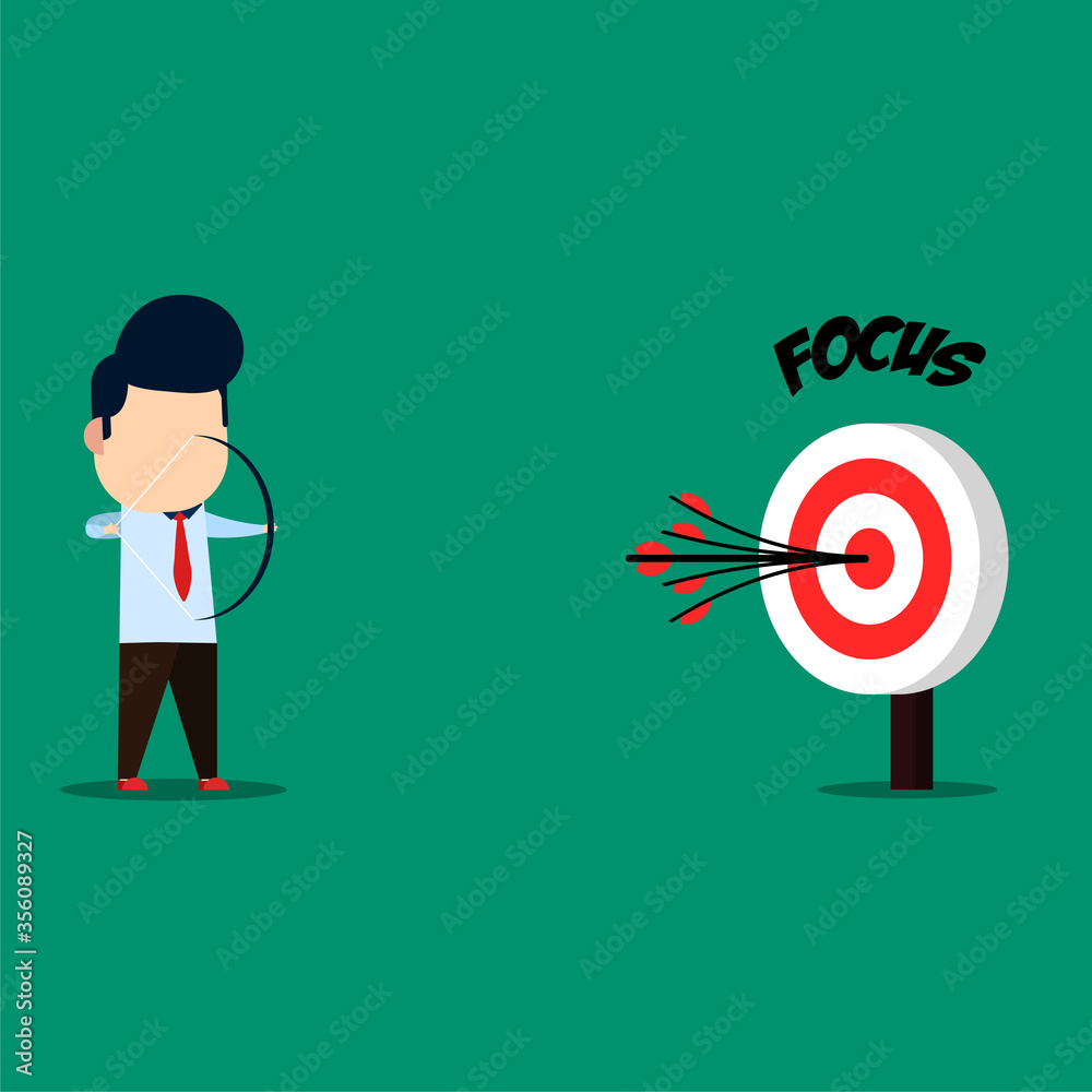 businessmen focus shooting bows at the target businessmen focus shooting bows at the target