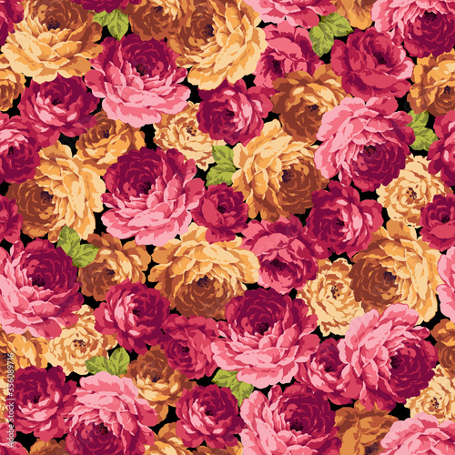 Seamless vector pattern of a rose elegant beautifully, © daicokuebisu