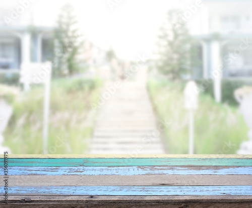 Table Top And Blur Exterior Of Background