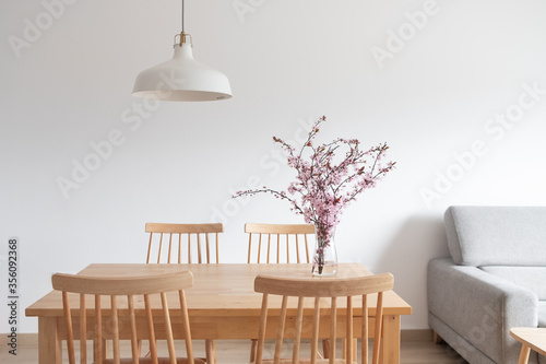 minimalist interior of a diningroom photo