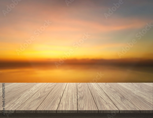 Table Top And Blur Nature For Background