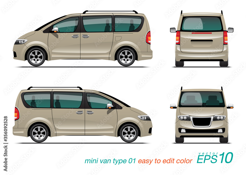 VECTOR EPS 10 - mini van design template, MPV car, isolated on white background.