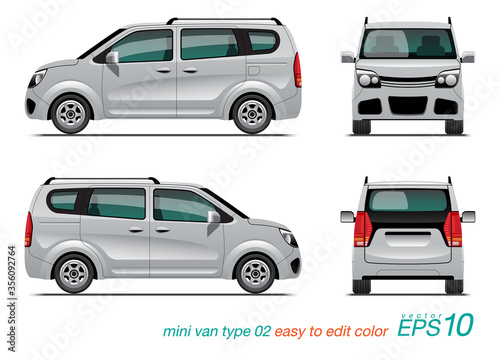 VECTOR EPS 10 - mini van design template, isolated on white background. photo