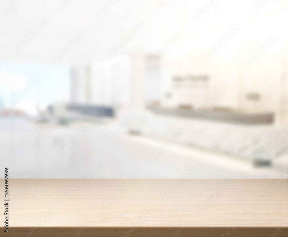 Naklejka premium Table Top And Blur Office Of Background